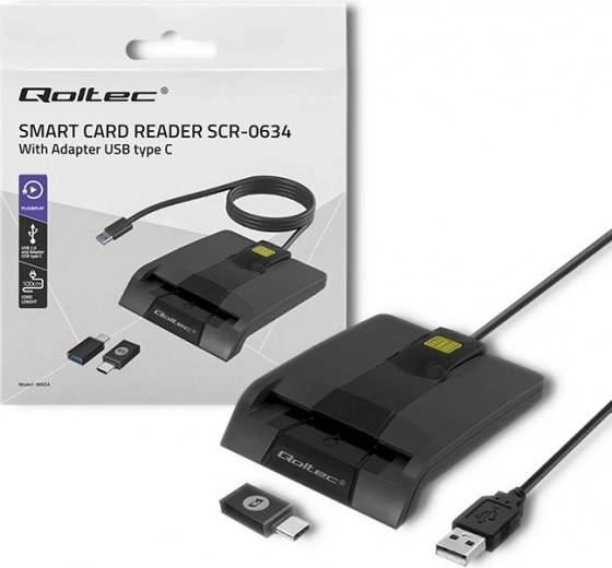 Qoltec USB-C smartcardlezer