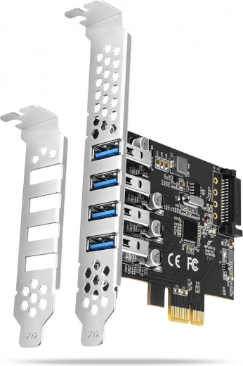 Controller PCIe USB 3.2 Gen 1 con 4 porte, UASP, chipset Renesas, alimentazione SATA