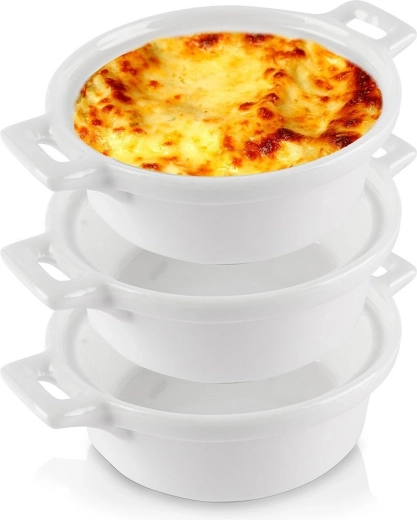 Ramequins en porcelaine avec poignées 130 ml, lot de 3
