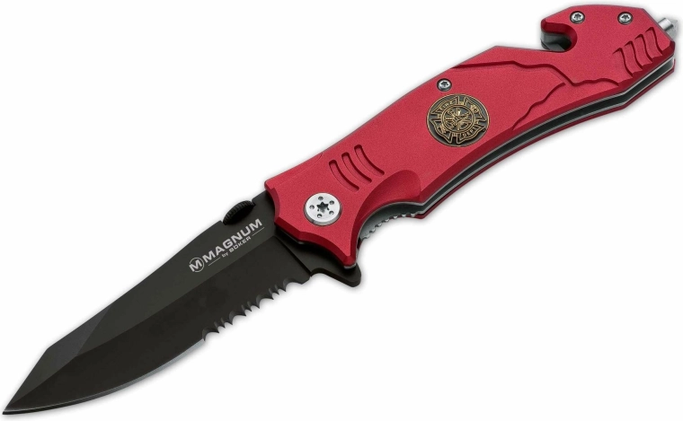 Magnum Fire Fighter reddingsmes met geassisteerde opening, rood aluminium, 8,3 cm