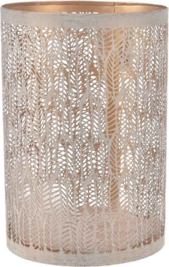 Bougeoir LEAF en métal beige et doré 18 cm
