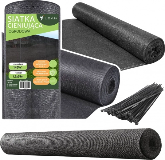Siva senčna mreža za ograjo 1,5 m x 25 m 140 g/m²