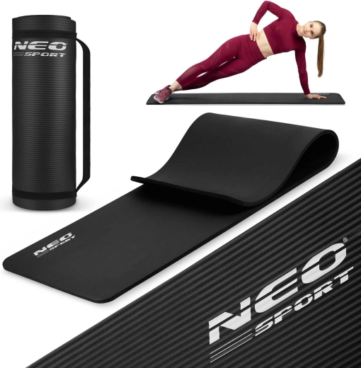 Neo Sport fitness mat 183 × 60 cm, extra thick, black