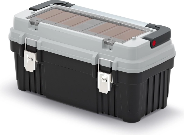 OPTIMA Tool Box with Metal Handle and Locks, Gray, 540 × 278 × 269 mm