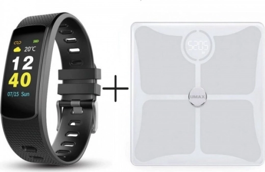 UMAX Stay Active – chytrá váha US10C a fitness náramek U‑Band 116HR Color
