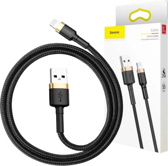Baseus Cafule câble de charge et de données USB–Lightning 3 m 2,4 A noir–or