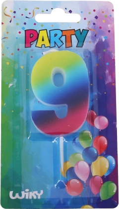 Bougie de fête numéro 9 Arc-en-ciel