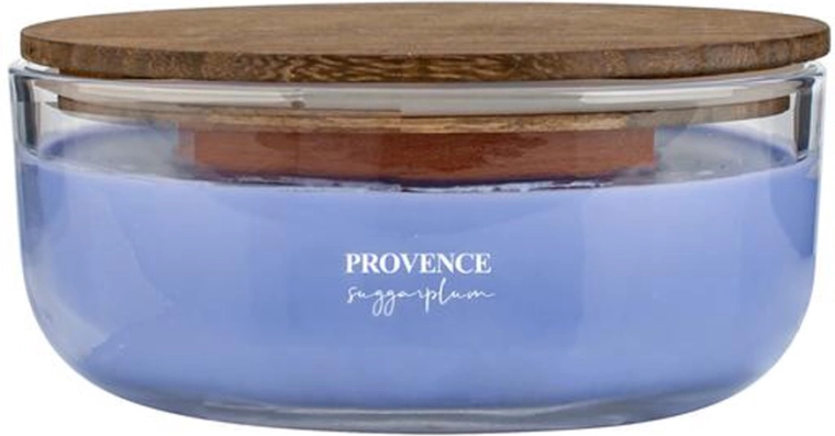 Candela profumata in vetro PROVENCE con stoppino in legno sugarplum 24 h