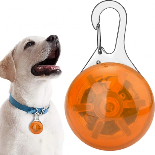 Ciondolo LED di sicurezza per collare per cani e gatti con clip in acciaio – arancione