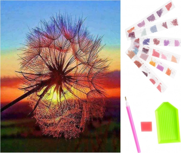 Diamantové malování 5D – pampeliška, mozaikový kreativní set 30 × 40 cm