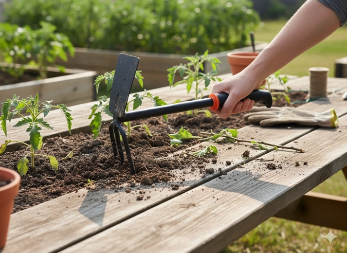 Ideal for working between plants