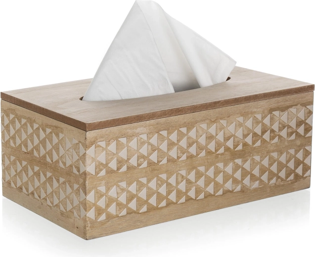 Decorative wooden design with white ornament