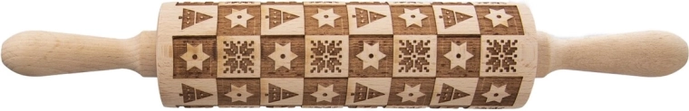 Rouleau décoratif en bois avec motif de Noël