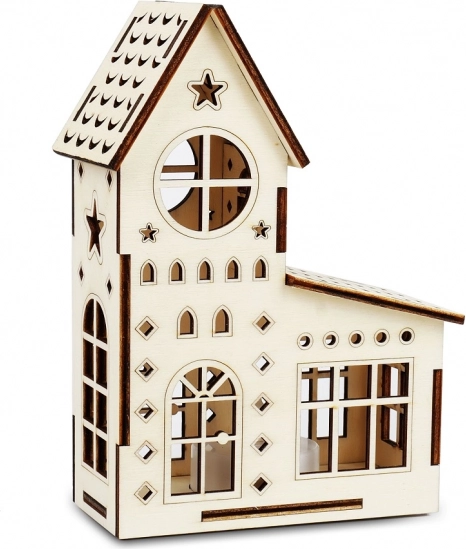 Casetta di chiesa in legno con candela LED Kouzlo dřeva