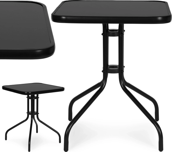 Quadratischer Gartentisch 60 cm aus gehärtetem Glas, schwarz MultiGarden