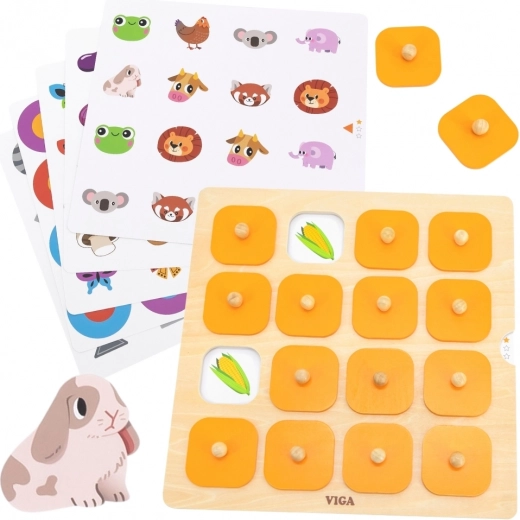 VIGA Wooden Memory Game with Pictures – Montessori, 10 Cards