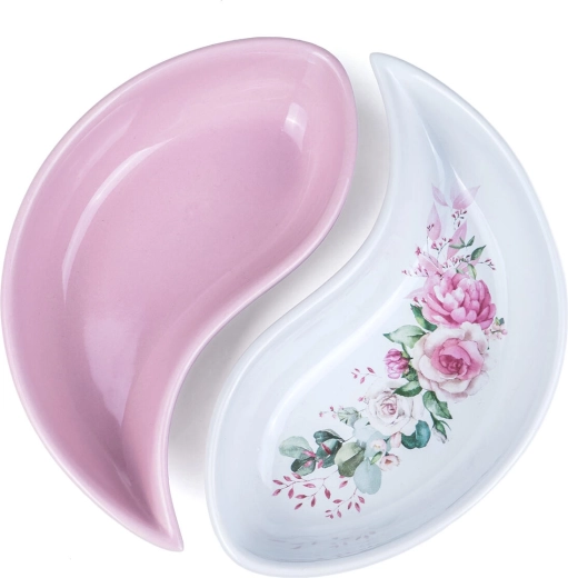 Ceramic with glossy glaze and rose motif