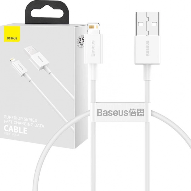 Baseus Superior cavo USB–Lightning 0,25 m, 2,4 A (bianco)