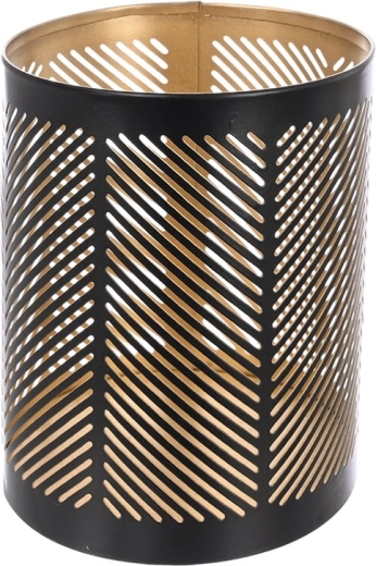 Portacandela in metallo Line nero-oro 12 cm