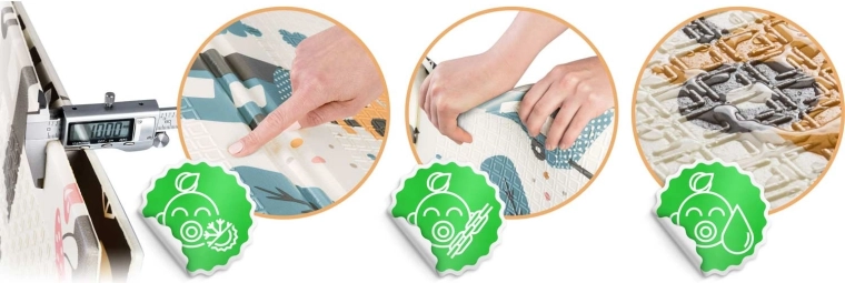 1 cm thickness for soft landings and confident steps