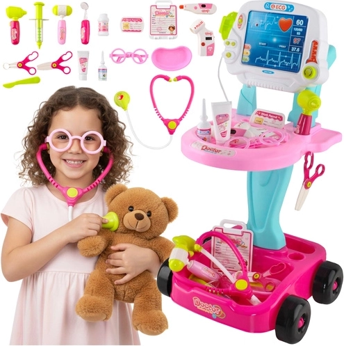 Kruzzel set da dottore per bambini con carrellino rosa-blu