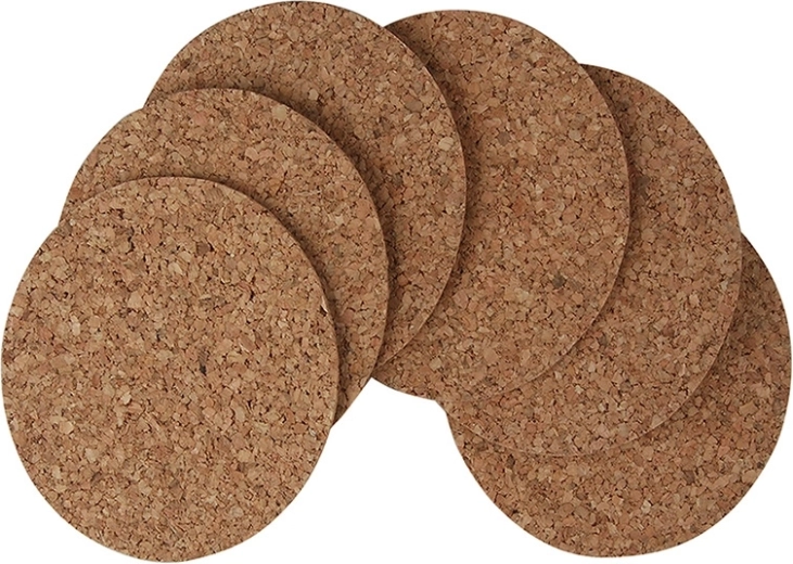 Lot de dessous de verre ronds en liège 10 cm (6 pcs)