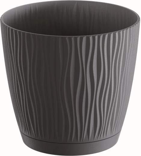 Vaso Sandy con sottovaso 14,9 cm antracite