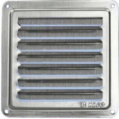 Stainless steel ventilation grille 100 × 100 mm with fixed louvers