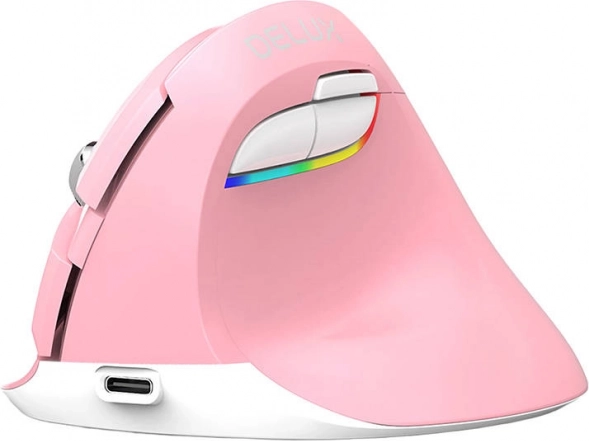 Mouse verticale senza fili Delux M618 Mini rosa
