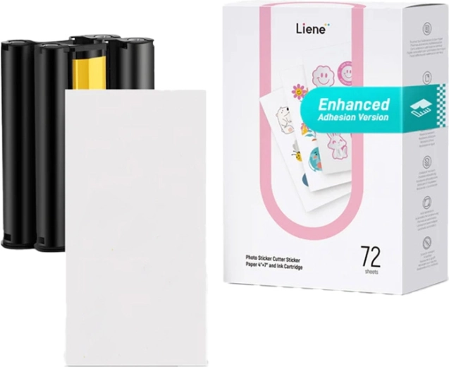 Liene PixCut 4×7 Sticker Photo Paper, 72 Sheets + 2 Ink Cartridges