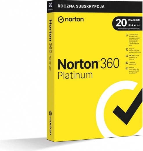 Norton 360 Platinum, 100 GB, 1 uporabnik, 20 naprav, 1 leto