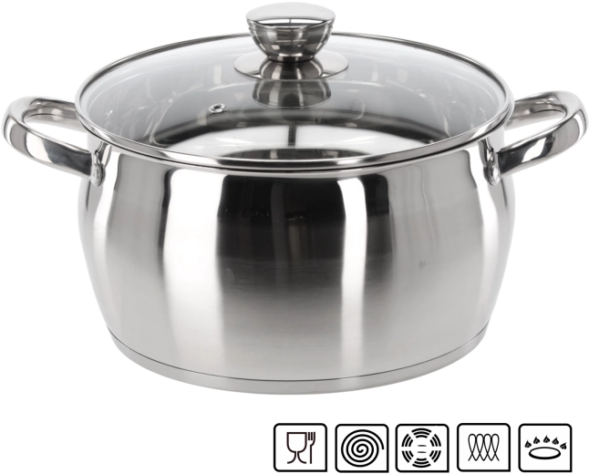 Marmite en acier inoxydable avec couvercle Belly 5 l 24 cm