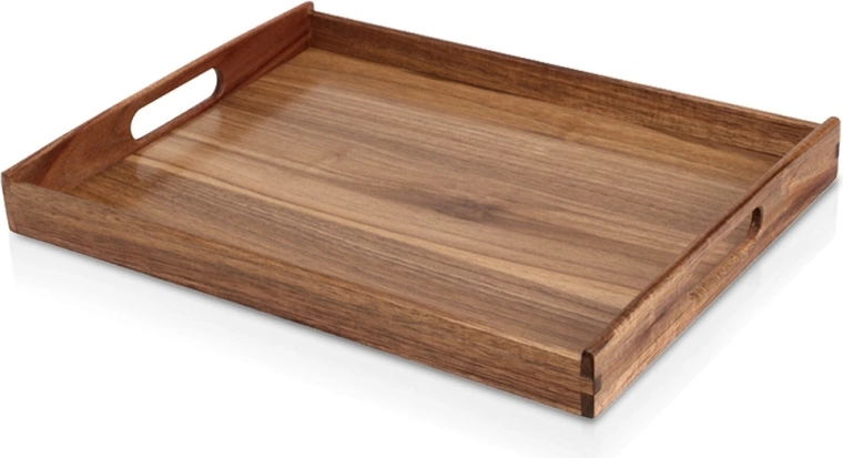 Vassoio da portata in legno di acacia con manici 40 × 30 cm