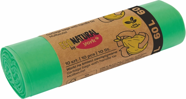 Eko vreče za odpadke z zateznimi ročaji 60 l, zelene (10 kos)