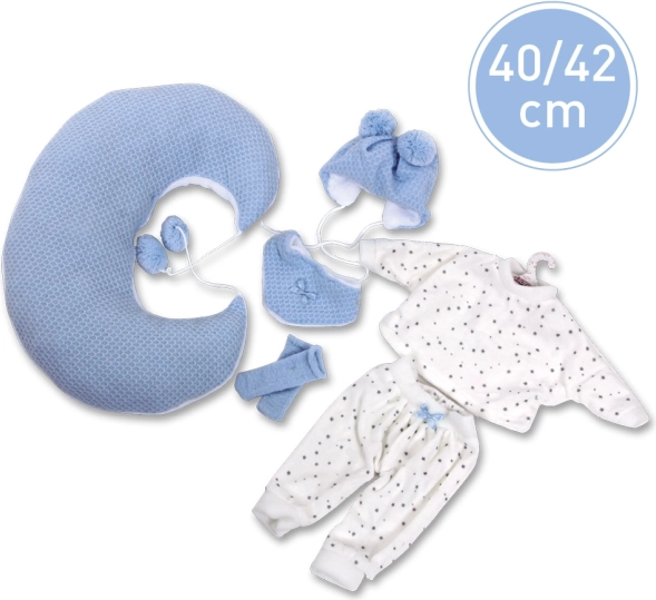 Komplet odjeće za lutku NEW BORN LLORENS 40–42 cm – 5‑dijelni set s jastukom za dojenje