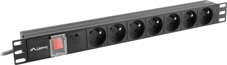 PDU 19" rack power strip 1U 10A 7x 230V CZ 2m black C14