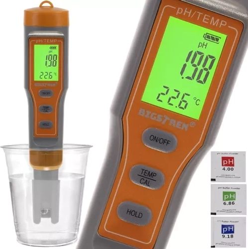 Electronic pH meter with ATC and thermometer 4-in-1