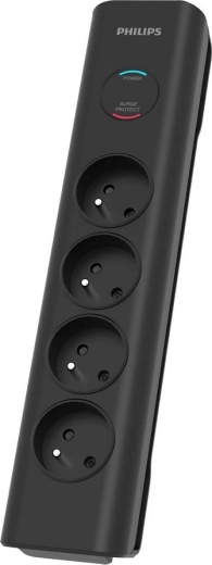 Parafoudre avec 4 prises, câble 2 m, noir