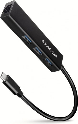 AXAGON HMC-GL3A multi‑poort USB‑C hub 4‑in‑1 met GLAN 5 Gb/s, 20 cm kabel