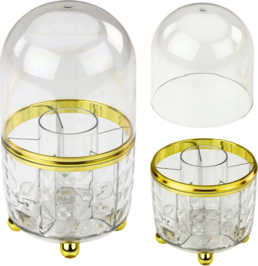 Cosmetic Organizer with Rotating Base and Transparent Cover