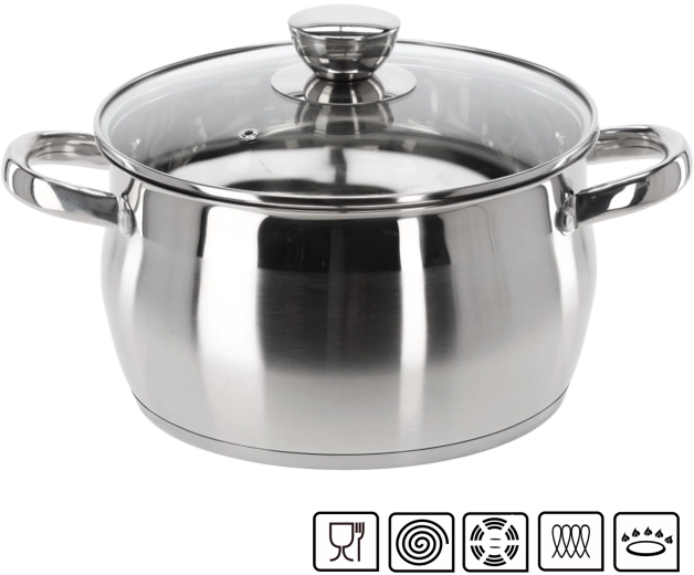 Casserole en acier inoxydable avec couvercle Belly 4 l 22 cm