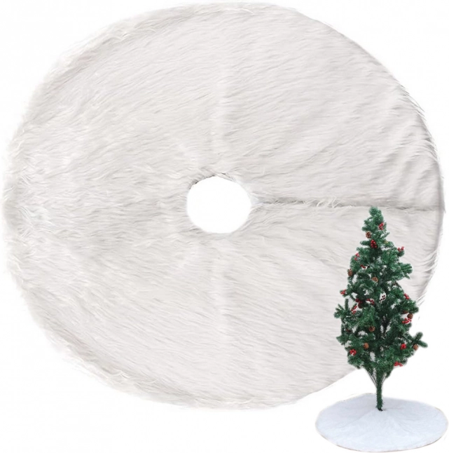 Gonna copribase in pelliccia sintetica bianca per albero di Natale 90 cm