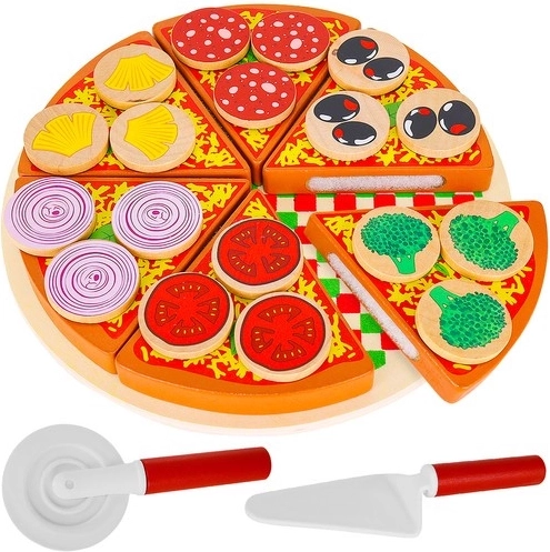 Wooden pizza with Velcro for children