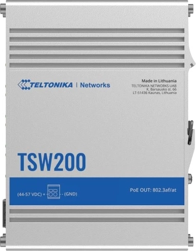 Switch industriale PoE+ TELTONIKA TSW200, 2× SFP, 8× Gigabit Ethernet