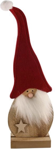 Felt Santa Claus Figurine 29 cm on Wooden Base – Red