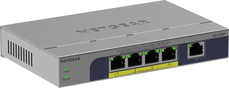 Switch gigabit Netgear non gestito a 5 porte con PoE+