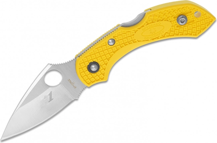 Couteau de poche Spyderco Dragonfly 2 Salt Lightweight, lame lisse, 5,7 cm, FRN jaune