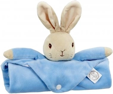 Plush comforter with bunny PETER RABBIT, blue 37.5 × 37.5 cm