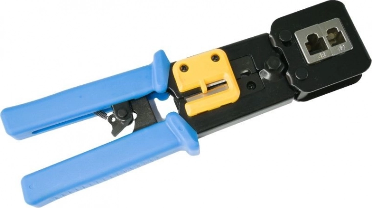 Crimping pliers for RJ45/RJ12/RJ11 connectors (8P/6P/4P) for EZ pass-through connectors