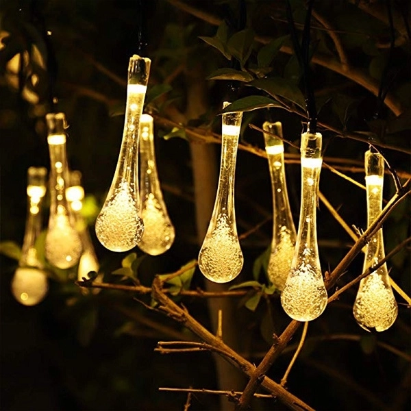 Solarne vrtne lančane svjetlosne kapljice 6,5 m, 30 LED, toplo bijela